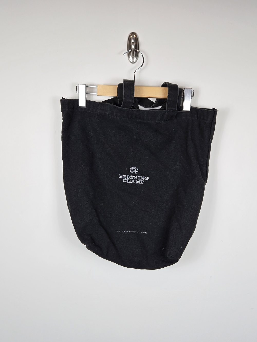 Reigning Champ Black Cotton Canvas Tote Bag Logo Minimalist Streetwear Canada